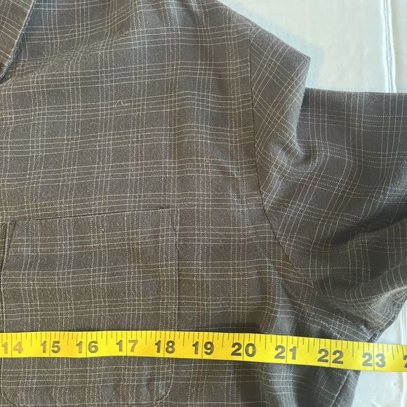 Van Heusen Shirt Men’s M 15-15 1/2 Brown Plaid Button Up Long Sleeve 60% Cotton - Picture 7 of 9